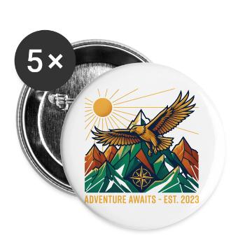 adventure awaits - Buttons large 2.2''/56 mm (5-pack) - white - Front