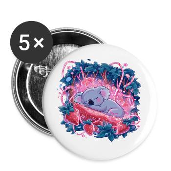 Sleeping koala in strawberry glow - Buttons large 2.2''/56 mm (5-pack) - white - Front