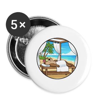 Art relaxant à la Otter Beach Spa Day - Lot de 5 grands badges (56 mm) - blanc - Devant