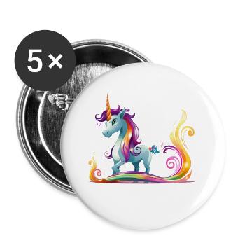 Rainbow Unicorn Color Streams - Buttons large 2.2''/56 mm (5-pack) - white - Front
