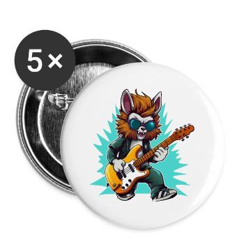 Gitarrowl Rockwolf with sunglasses - Buttons large 2.2''/56 mm (5-pack) - white - Front