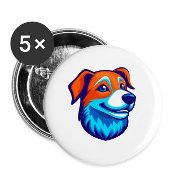 Happy Dog Esports Mascot Logo - Buttons large 2.2''/56 mm (5-pack) - white - Front
