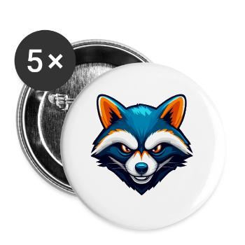 Fierce Raccoon Esports Mascot Logo - Buttons large 2.2''/56 mm (5-pack) - white - Front