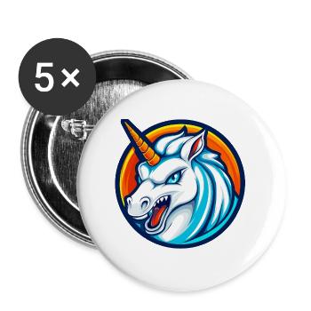 Savage Unicorn Esports Maskottchen-Logo - Buttons groß 56 mm (5er Pack) - Weiß - Vorne