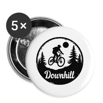 Downhill Mountainbike Abenteuer im Wald - Buttons groß 56 mm (5er Pack) - Weiß - Vorne