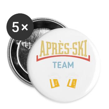 Après-Ski Team (Bier / Apres Ski / Konkav / 5C) - Buttons groß 56 mm (5er Pack) - Weiß - Vorne