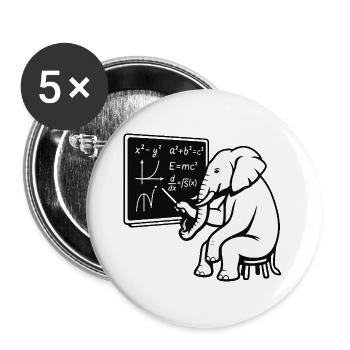 Professor Elephant - Buttons groß 56 mm (5er Pack) - Weiß - Vorne