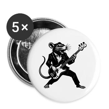 Bassrat im Anzug - Buttons groß 56 mm (5er Pack) - Weiß - Vorne