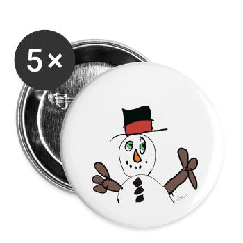 Bonhomme de neige magique d’hiver avec chapeau - Lot de 5 grands badges (56 mm) - blanc - Devant