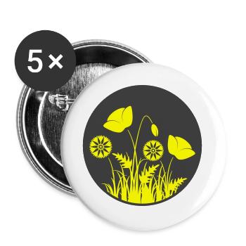 Yellow flowers in a circle - Buttons large 2.2''/56 mm (5-pack) - white - Front