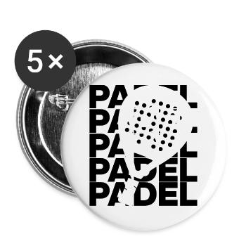 Padel Padel – Racket Love! Court King & Queen - Buttons groß 56 mm (5er Pack) - Weiß - Vorne