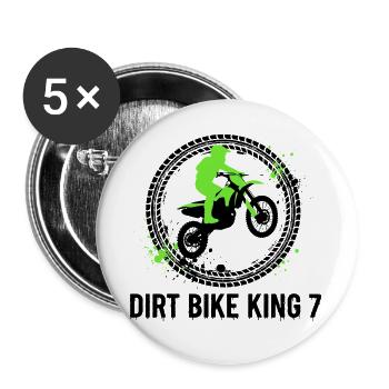 Dirt Bike King 7th Birthday - Buttons large 2.2''/56 mm (5-pack) - white - Front
