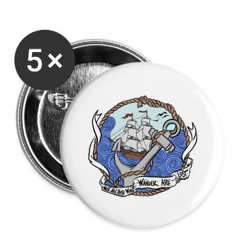 Ancre du capitaine sur des mers agitées - Lot de 5 grands badges (56 mm) - blanc - Devant