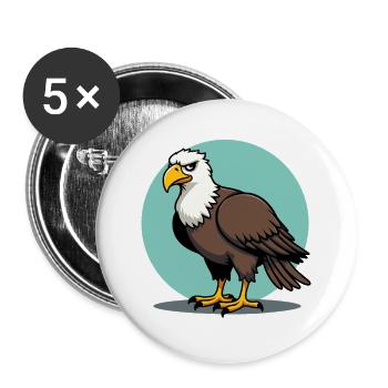 Stolzer Adler Majestätischer Greifvogel - Buttons groß 56 mm (5er Pack) - Weiß - Vorne