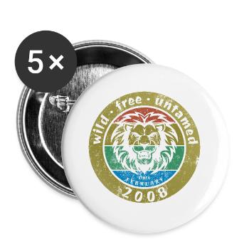 18e anniversaire Sauvage, libre et indompté depuis 02/2008 - Lot de 5 grands badges (56 mm) - blanc - Devant