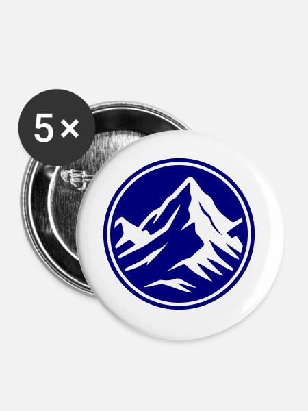 Berg Symbol Gipfel - Buttons groß 56 mm (5er Pack) - Weiß