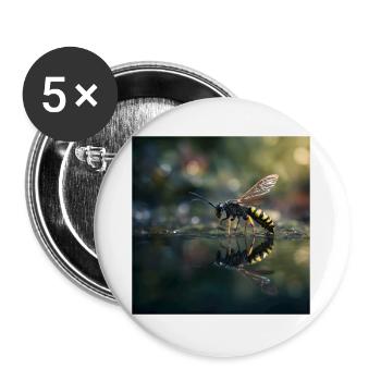 Wasp with Reflection Elegant Macro Photography - Buttons large 2.2''/56 mm (5-pack) - white - Front