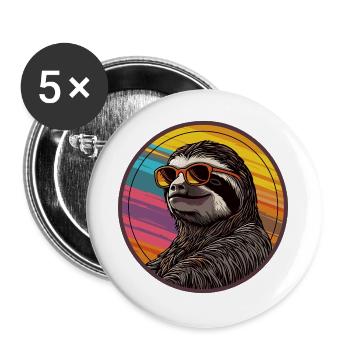 Paresseux avec des lunettes de soleil - Lot de 5 grands badges (56 mm) - blanc - Devant