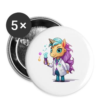 Einhorn-Wissenschaftler im Labor - Buttons groß 56 mm (5er Pack) - Weiß - Vorne
