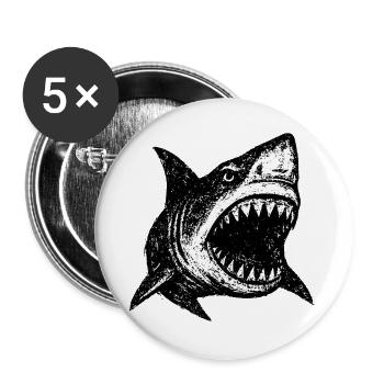 Shark Grunge Style – Dark Ocean Power - Buttons large 2.2''/56 mm (5-pack) - white - Front