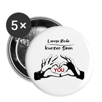 Rotes YOU Typografie auf Schwarz - Buttons groß 56 mm (5er Pack) - Weiß - Vorne