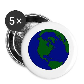Globule minimal : Terre en bleu-vert - Lot de 5 grands badges (56 mm) - blanc - Devant