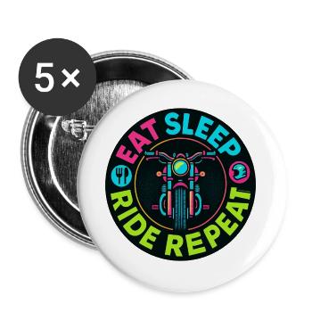 Eat Sleep Ride Repeat - Motorcycle - Biker - Buttons large 2.2''/56 mm (5-pack) - white - Front