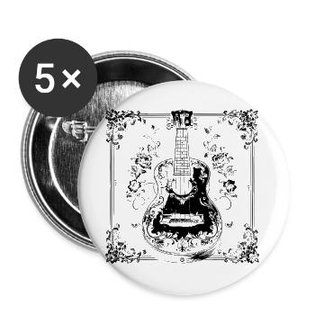 Lustige Ukulele - Buttons groß 56 mm (5er Pack) - Weiß - Vorne