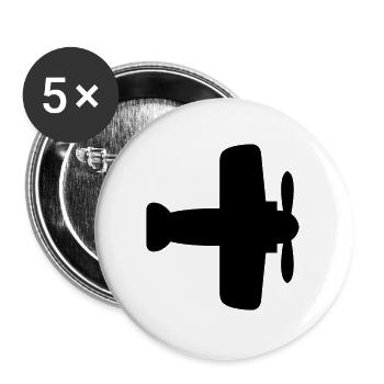 Avion - Lot de 5 grands badges (56 mm) - blanc - Devant