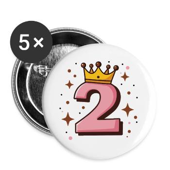 Royal Pink Number 2 - Buttons large 2.2''/56 mm (5-pack) - white - Front