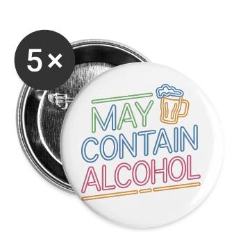 Peut contenir de l’alcool Alkohol Mallorca Saufen JGA - Lot de 5 grands badges (56 mm) - blanc - Devant