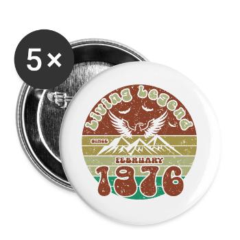 50. Geburtstag Living Legend since VIN 02/1976 - Buttons groß 56 mm (5er Pack) - Weiß - Vorne