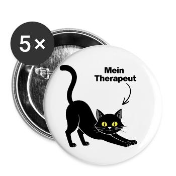 MY CAT IS MY THERAPIST😻 CATLOVER FURRY NOSE - Buttons large 2.2''/56 mm (5-pack) - white - Front