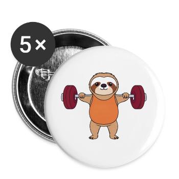 Sloth doing weightlifting in the gym Lazy resolutions - Buttons large 2.2''/56 mm (5-pack) - white - Front