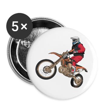 Dirt Biker - Buttons large 2.2''/56 mm (5-pack) - white - Front