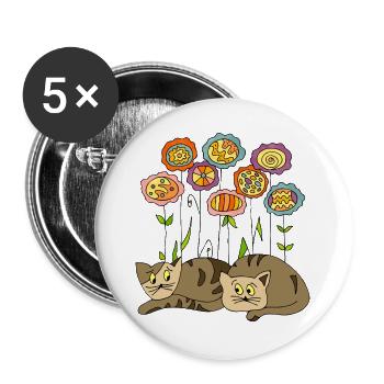Cats - Buttons large 2.2''/56 mm (5-pack) - white - Front