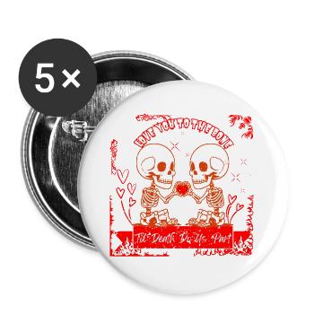 Cute Skeleton Valentine - Love You To The Bone Tee - Buttons large 2.2''/56 mm (5-pack) - white - Front
