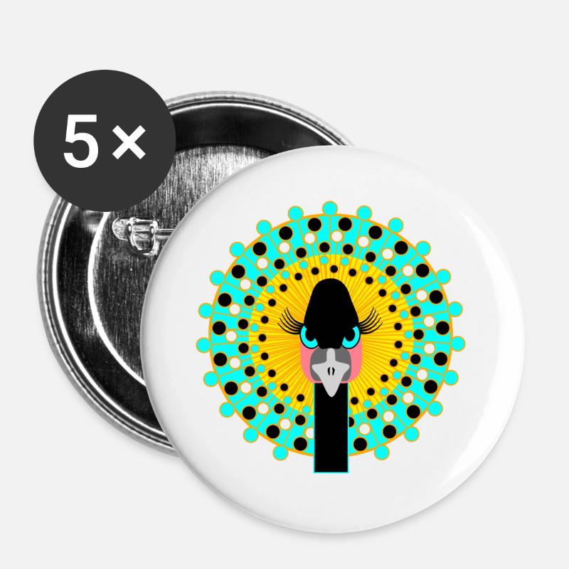 Bird girl power - Buttons large 2.2''/56 mm (5-pack) - white