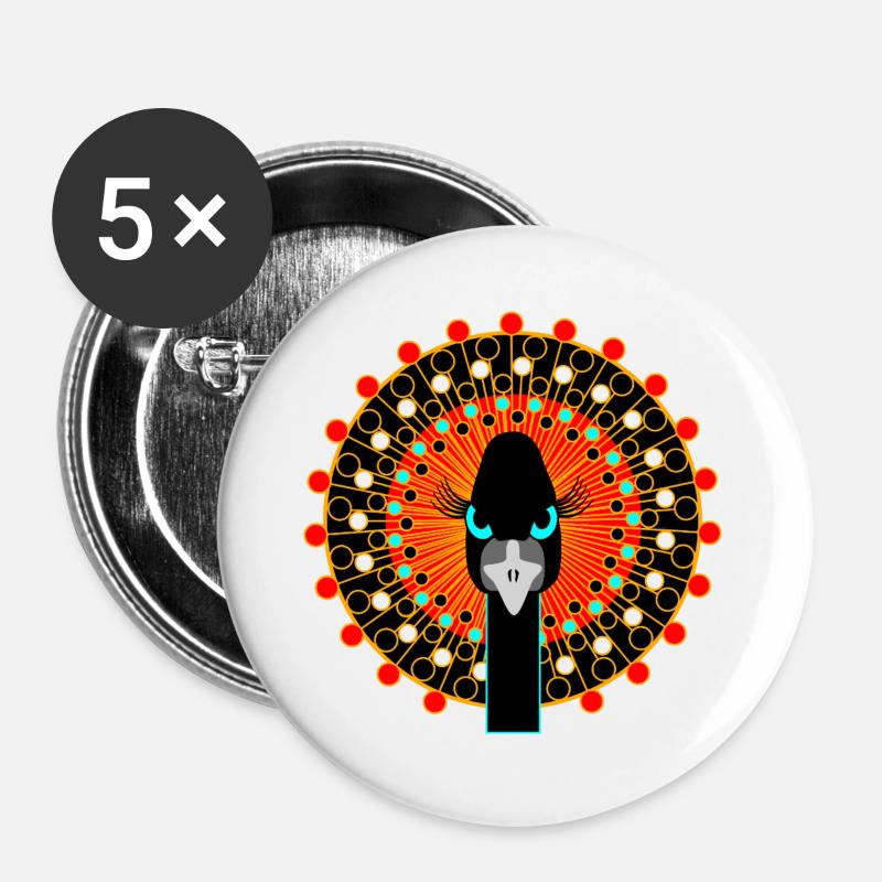 Bird with attitude - Buttons large 2.2''/56 mm (5-pack) - white