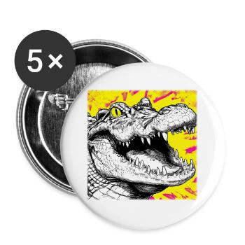 Crocodile Sketch – Urban Graffiti Style Design - Buttons large 2.2''/56 mm (5-pack) - white - Front