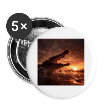 Wild Crocodile Action Sunset River - Buttons large 2.2''/56 mm (5-pack) - white - Front