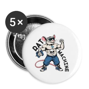 Kraftratte Skull-Logo - Buttons groß 56 mm (5er Pack) - Weiß - Vorne