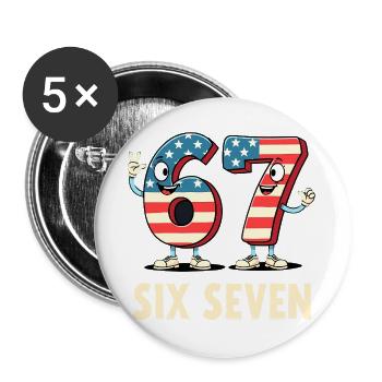 US Flag 67 Memes Six Seven - Buttons large 2.2''/56 mm (5-pack) - white - Front