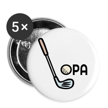 Golf Opa Golfschläger - Buttons groß 56 mm (5er Pack) - Weiß - Vorne