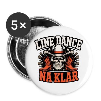 Line Dance Skull Cowboy NA KLAR - Buttons large 2.2''/56 mm (5-pack) - white - Front