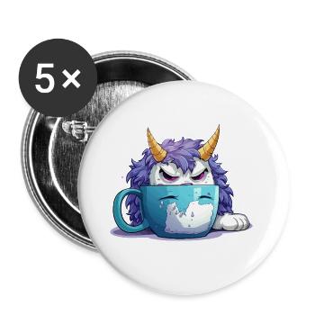Grumpy monster in a coffee mug - Buttons large 2.2''/56 mm (5-pack) - white - Front