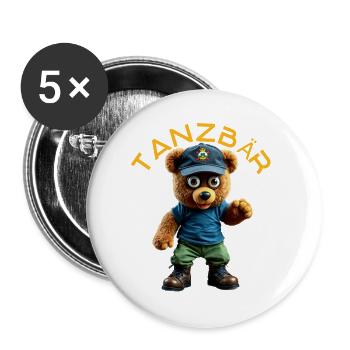 Dancing Bear Mascot - Buttons large 2.2''/56 mm (5-pack) - white - Front