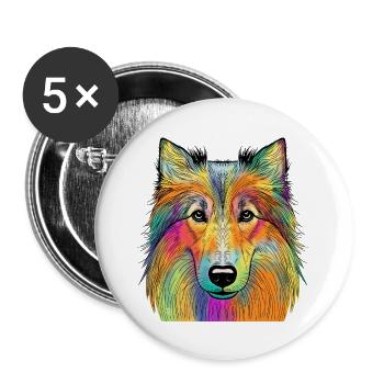 collie - Buttons large 2.2''/56 mm (5-pack) - white - Front