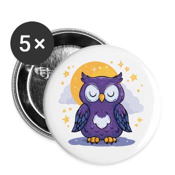 Moonlit Night Owl - Buttons large 2.2''/56 mm (5-pack) - white - Front