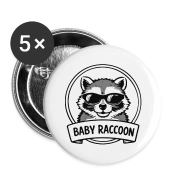 Logo des lunettes de soleil bébé raton laveur - Lot de 5 grands badges (56 mm) - blanc - Devant